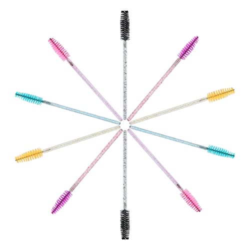 Image of G2PLUS 100PCS Crystal Eyelash Mascara Brushes Wands Applicator Makeup Kits, Mascara Wands Lash Spoolies for Eyelash Extensions and Eyebrow Brush (Multi-colored)