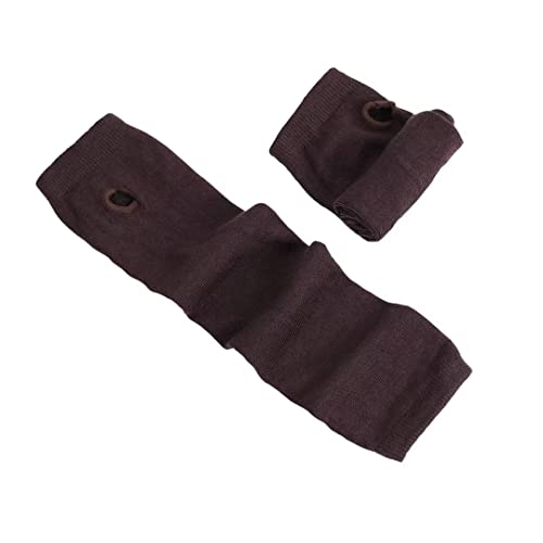Image of Women's Long Knitted Fingerless Gloves Thumbhole Stretch Arm Warmers | Stretchy soft knitted arm warmers for women, comfortable thumbhole design, ideal daily winter hand sleeve accessories