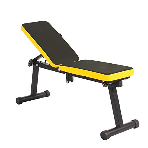 SogesPower Folding Dumbbell Bench Height Adjustable Incline Exercise Bench 330 lbs Weight Capacity, Multi-Functional Home Gym Strength Training Fitness Workout Station