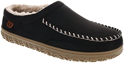 Image of DOCKERS Mens Slipper, Rugged Clog Moc Toe with Sherpa Lining, Black, Size 10