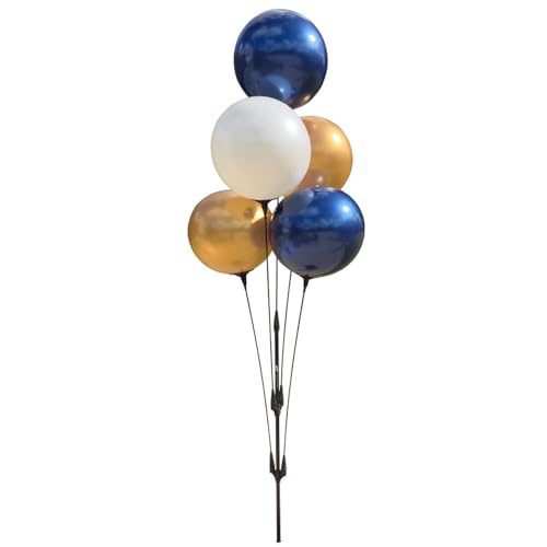 Image of Reusable Outdoor Balloon Clusters - Helium Free, All-Weather, Durable, Plastic Balloons for Advertising, Real Estate, Grand Openings & Events (Navy, Gold and White)