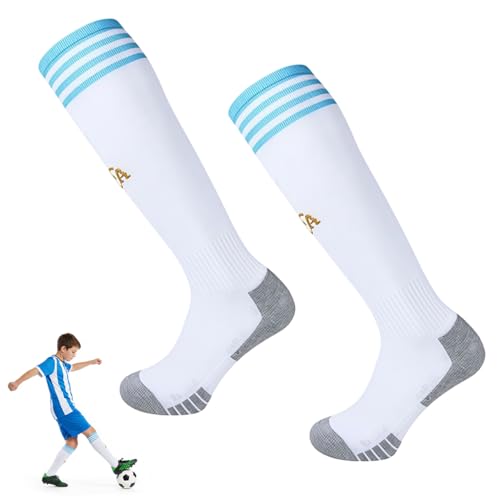 Image of Proberos Sport Compression Football Socks, Argentina Special Edition Football Socks, High Elastic Moisture Wicking Soccer Socks with Striped Cuff, Athletic Over the Calf Dress Socks, Size - M