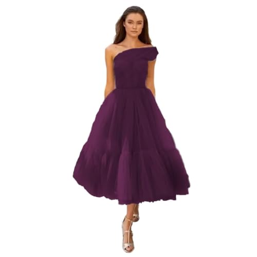 A-line Pleated Tulle Homecoming Dress for Women, Tea Length Sweetheart Prom Dresses Wedding Party Dress