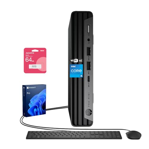 HP ProDesk 400 G9 Mini Business Desktop, 13th Gen Intel 14-Core i5-14500T, 16GB DDR5, 1TB SSD, Wi-Fi 6E, HDMI, DP, Support 3-Monitor 4K, Wired KB and Mouse, Windows 11 Pro, 64GB Flash Drive Bundle