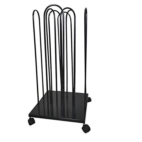 Support de cintres pour buanderie au sol noir et mobile