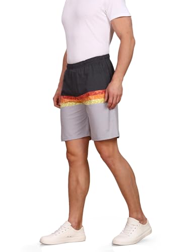 Image of BULLMER Regular Fit Cotton Blend Summer Shorts for Men - Pack of 1 | Printed Shorts for Men Blue