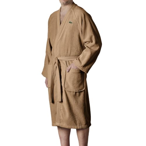 Image of Lacoste Classic Pique Cotton Terry Bath Robe, Unisex, One Size,
