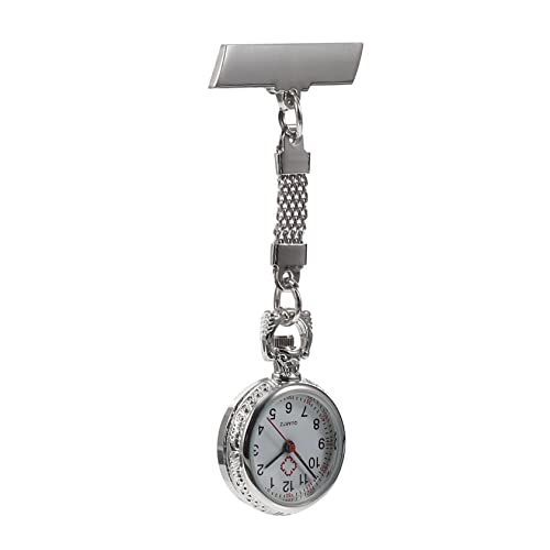 LIFKOME 1個 ナーステーブル 看護師 女性用の小さな時計 デジタル pocket watch the ワッチ 女性用ナースウォッチ ハンギングナースウォッチ 石英 Silver