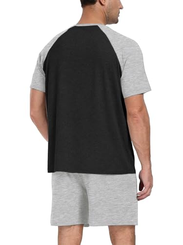 Image of Mens Pajamas Set Modal Soft Pajama Short Set Short Sleeve Pjs Sleepwear 2 Piece Lounge Set With Pockets S-3XL