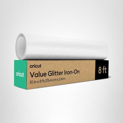Cricut Value Glitter Iron On White (10in x 8ft roll) - HTV Heat Transfer Vinyl