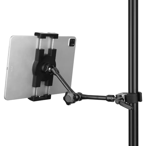 Image of Mippko iPad Holder for Microphone Stand /Mic Music Stand,Tablet Mount Compatible with 4.7~12.9 inch / Nexus /LG G Pads /e-Reader /Switch /iPhone,360 Adjustable 10 inch Long Aluminum Alloy Arm
