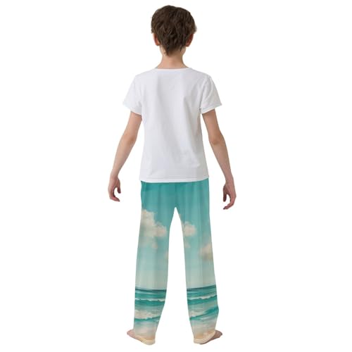 Boys' Pants Beach Palm Tree Painting Long Bottoms Jogger Pants Elastic Waist Trousers with Pockets S-XL3
