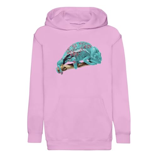 Sweat enfant Sakura Chameleon premium avec illustration artistique vintage