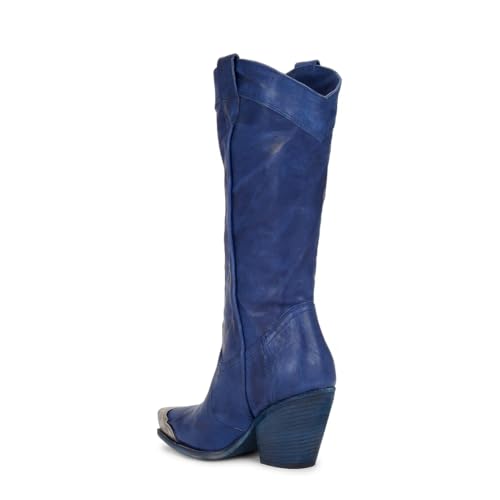 keleimusi Women's Western Cowboy Boots Stacked Block Heel Knee High Cowgirl Boots Steel Toe Side Zipper Western Booties for Women Fashion Retro Tall Boot3