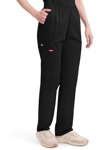 Dickies EDS Signature Scrubs for Women, Elastic Waist Pull-On Cargo Pants for Women in Soft Brushed Poplin - 86106