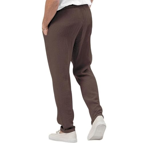 Mens Elastic Waist Chino Pants Drawstring Casual Cotton Twill Trousers for Men with Pockets4