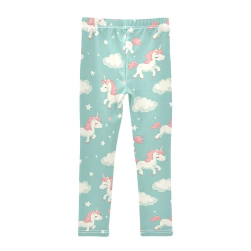 Cartoon Unicorns Girls' Leggings Toddler Doodles Cute Kids Yoga Pants Dance Active Tights 4T2