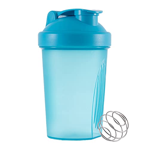 Generisch 400ml Protein Shaker Flasche, Eiweiß Shaker mit Sieb & Skala, Blau