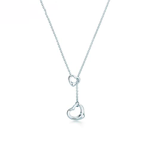 Collar de plata de ley 925 con colgante de doble corazón elegante y minimalista