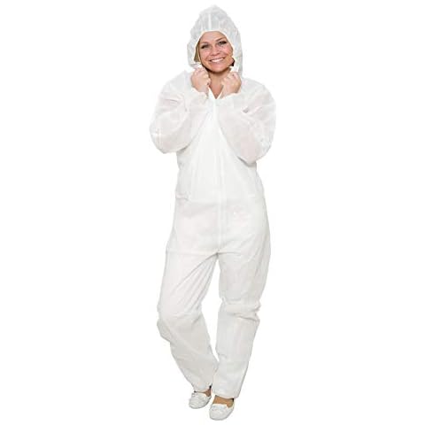 10 x Einweg Overall Weiß Gr. XXL | Maleroverall Schutzanzug für leichte Malerarbeiten, Lackierarbeiten, Reinigungsarbeiten | Maleranzug Schutzkleidung Lackieranzug Einweganzug Overall mit Kapuze Cover