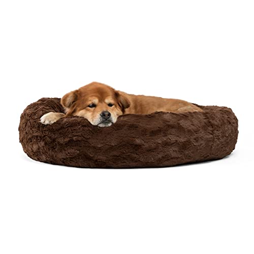 Best Friends by Sheri The Original Calming Donut Cat and Dog Bed in Lux Fur Dark Chocolate Medium 30x30