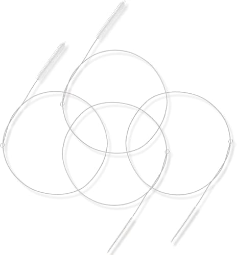 TMZELOA Juego de 4 cepillos de manguera – Cepillo de tubo flexible de diámetro 0,6 y 1,2 cm para pajita, cuello de botella, desagüe, cepillo de limpieza extralargo para cafetera, frigorífico, acuario
