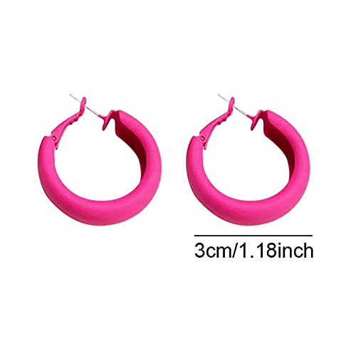 Diyanmmy Retro Fashion Exaggerated Geometric Large Round Pink Hoop Earrings Candy Color Earrings For Woman Girls Party Jewelry (Pink Hoop Earrings) #TOP1
