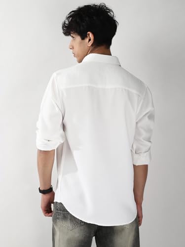 Image of Urbano Fashion Men's Linen Blend Full Sleeve Relaxed Fit Casual Solid Shirt