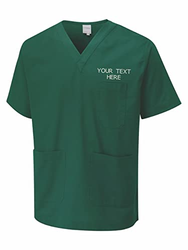 Personalised Embroidered Your Text Scrubs Tunic Health Care Hospital Medical Uniform Women Men Nurse Uniform Workwear Doctor Nurse Dress V Neck Line Regular Fit Top