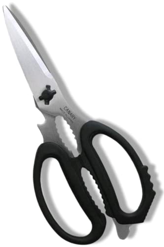 CANARY Japanese Kitchen Shears Dishwasher Safe Come Apart Blade, Multipurpose Kitchen Scissors Heavy Duty, Made in Japan, Serrated Japanese Stainless Steel Blade, Black