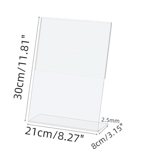 A4 Acryl Schilderhalter, 3 Stück Transparenter Aufsteller L Form Ständer Tischaufsteller für Empfang, Büro, Geschäft, Restaurant, Hotel