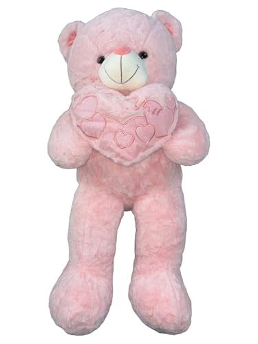 Image of Storescent 4.5ft Teddy Bear Soft Toy | Premium Imported Fabric with Embroidery | Stuffed Plush Toy for Boys & Girls for Kids & Loved Ones - Pink