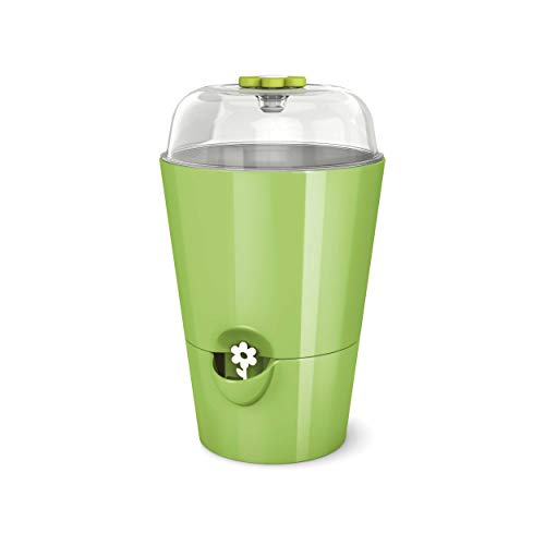 Preisvergleich Produktbild Emsa Fresh Herbs Grow Kräutertopf mit Pflanzglocke, Kräuter Topf, Pflanztopf, Selbstbewässerung, Kunststoff, Grün, Ø 13 cm, 518721
