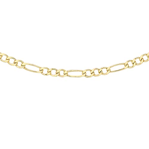 Carissima Unisex 9ct Yellow Gold Hollow 2 mm Figaro Chain Necklace of Length 51 cm/20 Inch