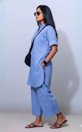 Image of Cord Set for Women Cotton Stylish Co Ord Outfit Kurta Pant Western Office Casual Summer Wear Style Coord Sets for Women Stylish Dress Daily Use Co Order, Coat, Cod, Cot, co-ord, corts