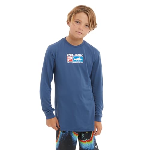 PELAGIC Youth Aquatek Deluxe Fishing Shirt, Long Sleeve, UPF 50+ Protection, Ultra Soft Feel