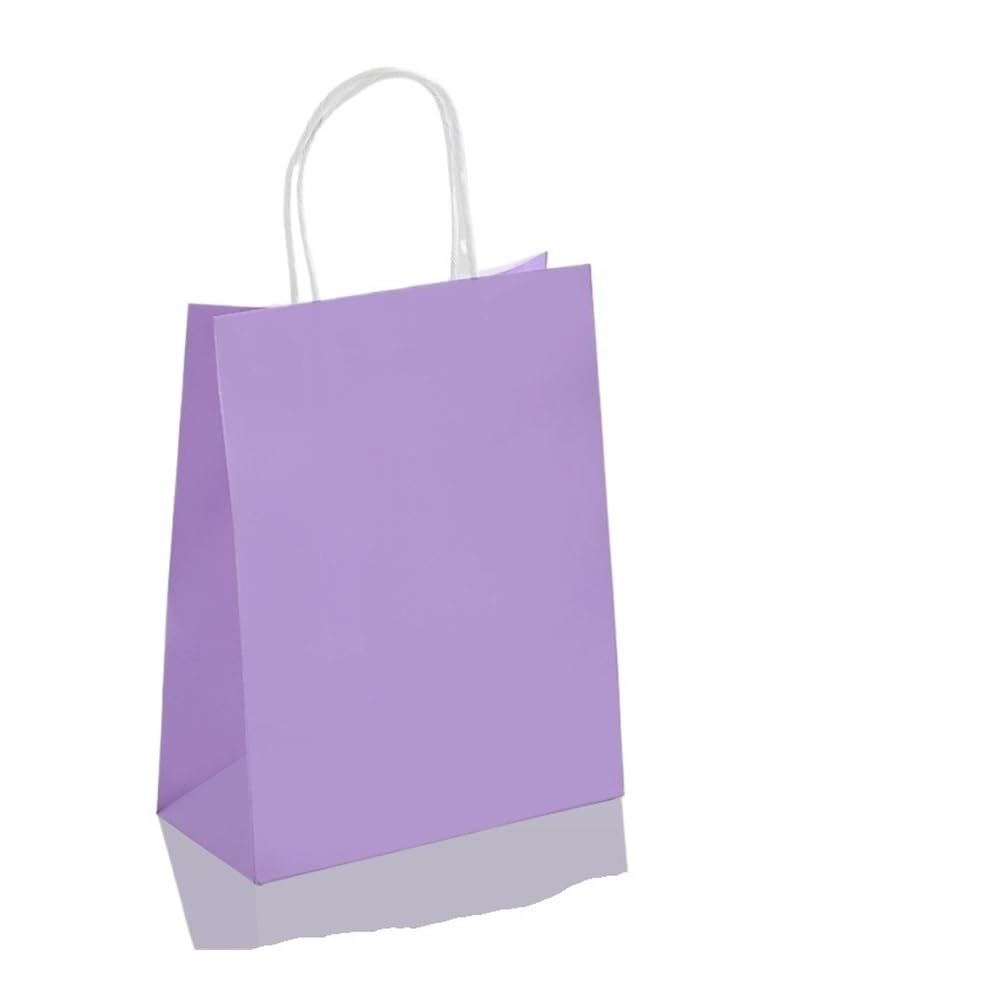 10/30/50 imprezowa torba prezentowa nadająca się do recyklingu torba na zakupy z papieru pakowego Boże Narodzenie ślub cukierki prezent torba dostawa opakowanie torebka (fioletowa, 15 x 21 cm x 50 szt