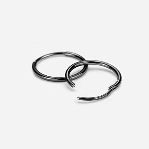 Image of 316L Surgical Steel Endless Hoop Earrings with 16g Tube for Women Silver /Gold /Rose Gold /Black 8mm /10mm /12mm