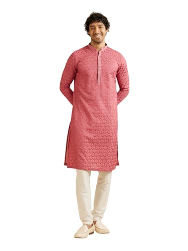 Kurta pyjama homme Manyavar en soie bleu | Vêtement traditionnel indien pour fête