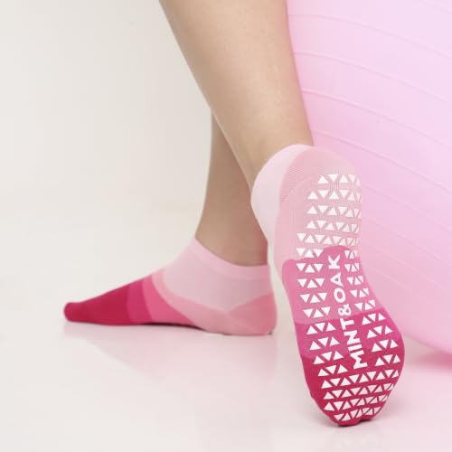 Image of Mint & Oak Pilates Socks with Grips for Women, Ankle Length Non-Slip Yoga Socks, Cotton Ideal For Yoga, Pilates, Gym, Workout, Cute Women's Gift