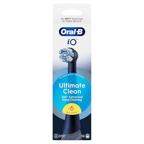 Image of Oral-B Lot of 6 Ultimate Clean Replacement Toothbrush Heads, Authentic, Black, Deep Cleaning, Plaque Removal, Round Brush Head for Oral B iO Electric Toothbrushes