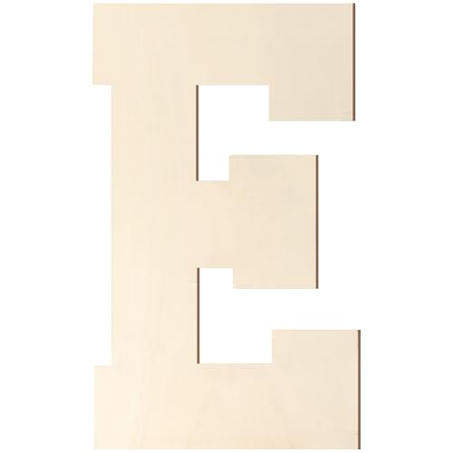 Wooden Letters 8 Inch, Big Wooden Letter E Shape Cutout Vintage Sports Style Unfinished Wood Alphabet Letters for Wall Decor Nursery Name Painting Crafts Party Room Home Decoration