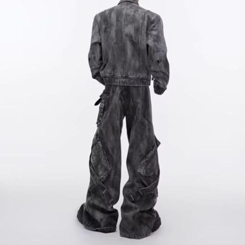 Jeans for Men Baggy High Waisted Trendy Streetwear Wide Leg Denim Cargo Pants3