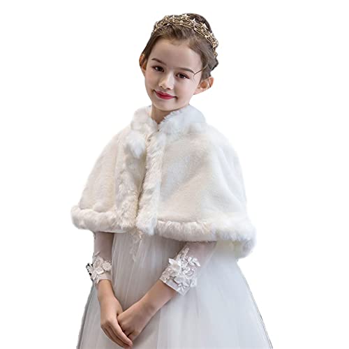 SK Studio Girls Faux Fur Wraps Shawl Girl Bolero Shrug Princess Cape Party Dress Up Jacket