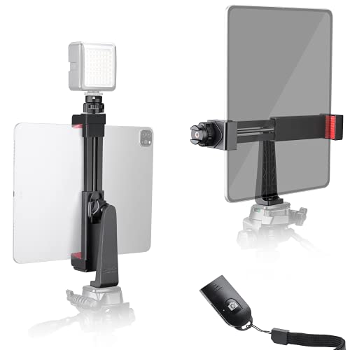 Zeadio Tablet Smartphone Tripod Mount Holder, Universal Tablet Clamp Adapter, Fits for All iPad, Microsoft Surface, Nexus and All Tablets, Fits for All iPhone and Android Smartphons