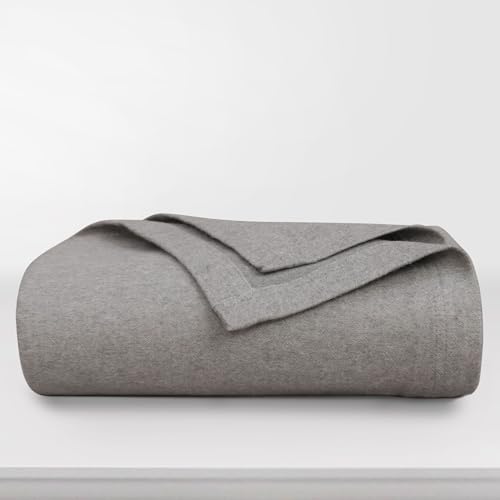 Tribeca Living 100% Cotton Blanket Twin Size - Oversized Luxury Bed Blanket for All Seasons - Soft Breathable Yarn Dyed Quality - Twin, Heather Mid Grey by Tribeca Living - Used condition - US$38.64