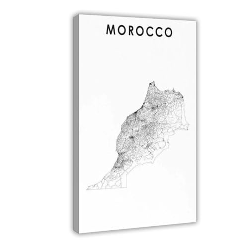 QOGDAF Póster de mapa del norte de Marruecos para decoración de pared, pinturas para sala de estar, dormitorio, 20 x 30 cm