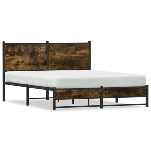 Brokky Estructura de Cama sin colchón somier Estructura Cama Base de Cama Bed Frame Mueble camametal Roble Ahumado 150x200 cm / 4007834
