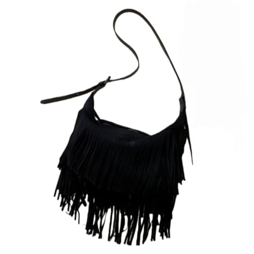 Image of Women Vintage Suede Fringe Hobo Bag Tote Shoulder Bag Crossbody Bag and Hippie Western Cowgirl Purse Shoulder Bag
