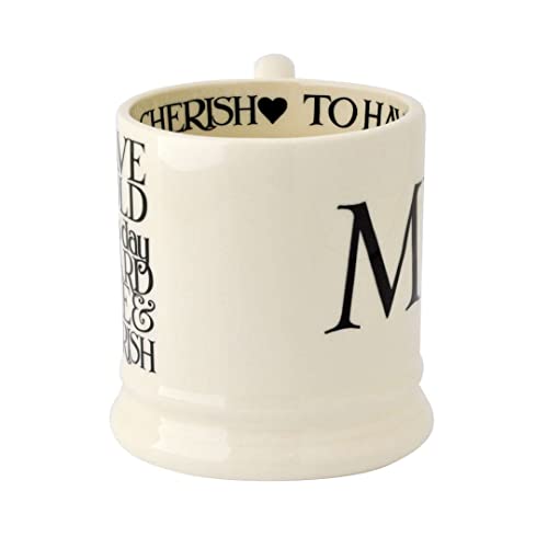 Emma Bridgewater Handmade Ceramic Black Toast Mr & Mrs Script Wedding Gift Set Of 2 Half-Pint Coffee And Tea Mugs #TOP4